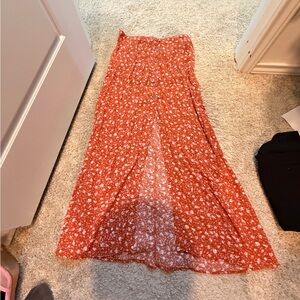 Wild Fable Floral Orange Maxi Skirt
